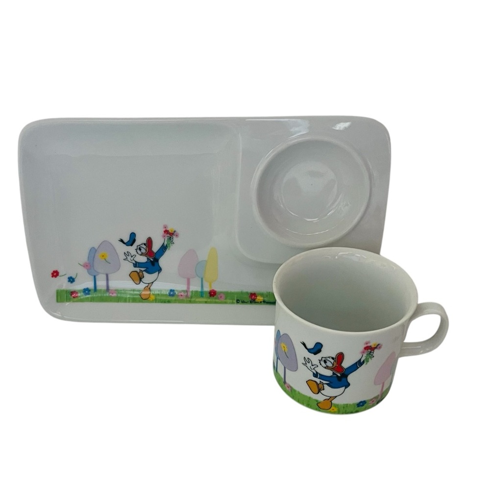 Vintage Walt Disney Productions JAPAN Porcelain Snack Plate & Cup Set